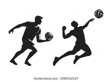 volleyball player playing silhouette vector 