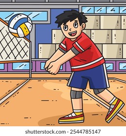 Volleyball Player ready to Receive a Ball Colored