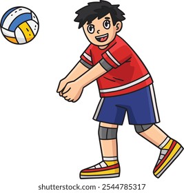 Volleyball Player ready to Receive a Ball Clipart