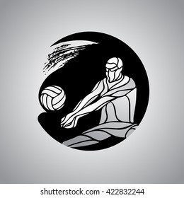 Volleyball player receive ball silhouette logo icon