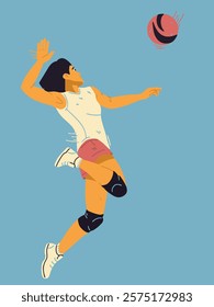 Volleyball player receives the ball. Vector illustration.