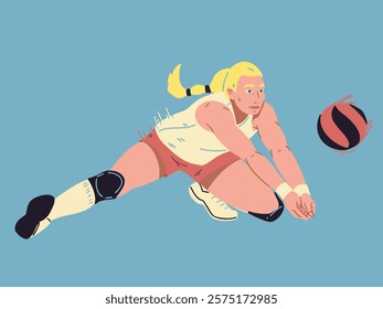 Volleyball player receives the ball. Vector illustration.