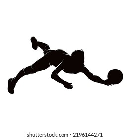 Volleyball player saves action silhouette vector illustration - isolated on white background