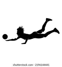 Volleyball Player Saves Action Silhouette Vector Stock Vector (Royalty ...