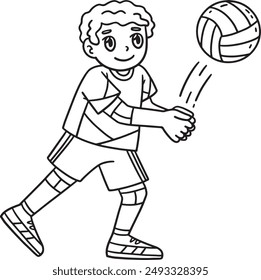 Jugador de voleibol enviando la pelota de vuelta aislado 