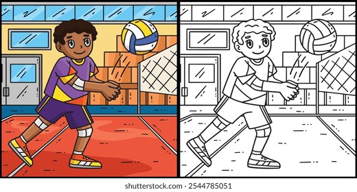 Volleyball Player sending Ball Back Illustration