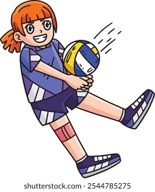 Volleyball Player Serving the Ball Cartoon Clipart