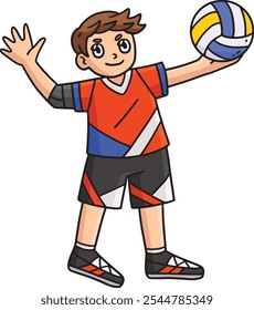 Volleyball Player Serving the Ball Cartoon Clipart