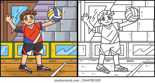 Volleyball Player Serving the Ball Illustration