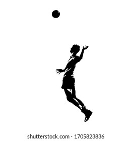 Volleyball Player Serving Ball Isolated Vector Stock Vector (Royalty ...