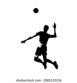 Volleyball player serving ball, isolated vector illustration, ink drawing
