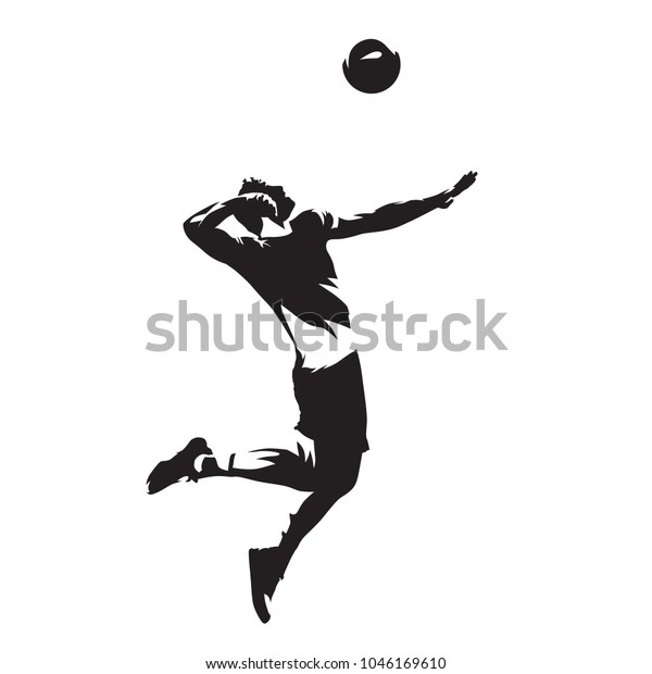 ボールを提供するバレーボール選手 分離型ベクターシルエット 側面図 のベクター画像素材 ロイヤリティフリー