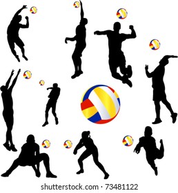 volleyball player set - vector