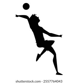 Volleyball Player Silhouette Icon for Sports and Athletic Themes