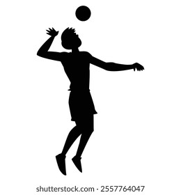 Volleyball Player Silhouette Icon for Sports and Athletic Themes