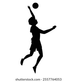 Volleyball Player Silhouette Icon for Sports and Athletic Themes