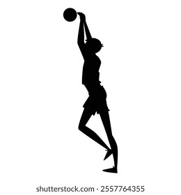 Volleyball Player Silhouette Icon for Sports and Athletic Themes