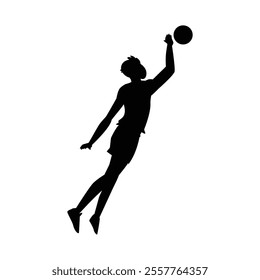 Volleyball Player Silhouette Icon for Sports and Athletic Themes