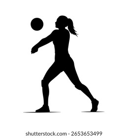 Volleyball player silhouette icon vector flat illustration on white background.