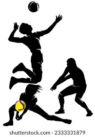 Volleyball player silhouette illustration vector 