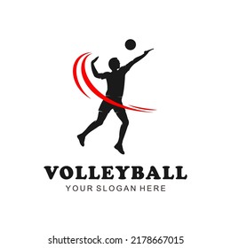 volleyball player silhouette logo vector template