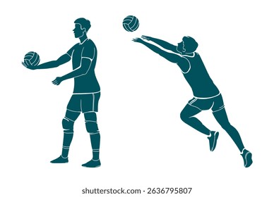 volleyball player silhouette on white background