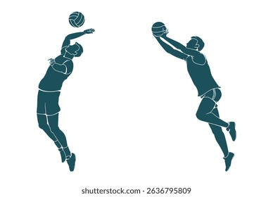 volleyball player silhouette on white background