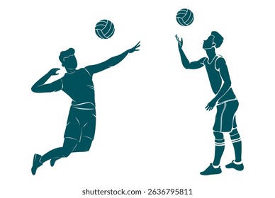 volleyball player silhouette on white background