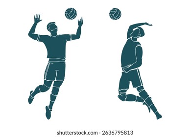 volleyball player silhouette on white background