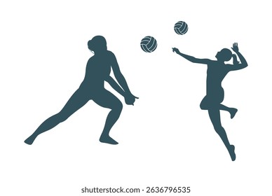 volleyball player silhouette on white background