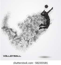 Volleyball player of a silhouette from particle.