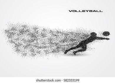 Volleyball player of a silhouette from particle.