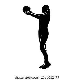 volleyball player silhouette. several silhouettes of volleyball movements