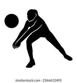 volleyball player silhouette. several silhouettes of volleyball movements
