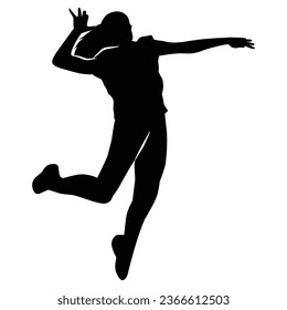 volleyball player silhouette. several silhouettes of volleyball movements