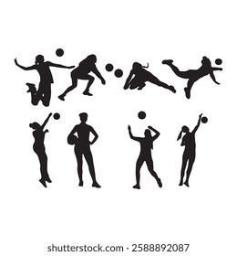 Volleyball player Silhouette Vector Art Icons