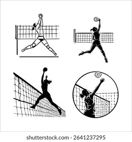 Volleyball player silhouette vector graphic illustration design for sports and athletic team artwork