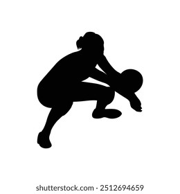 Silueta de jugador de voleibol. Jugador del Vector aislado en el fondo blanco.