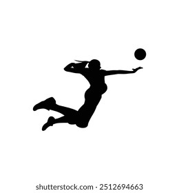 Volleyball player silhouette. Vector player isolated on white background.