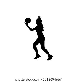 Volleyball player silhouette. Vector player isolated on white background.