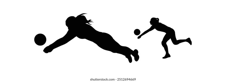 Volleyball player silhouette. Vector player isolated on white background.