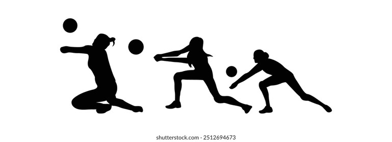 Volleyball player silhouette. Vector player isolated on white background.