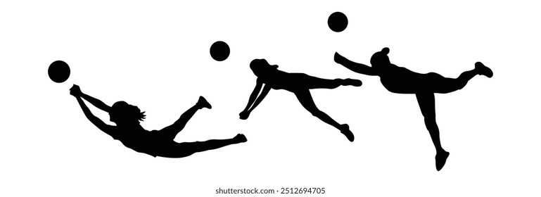 Volleyball player silhouette. Vector player isolated on white background.