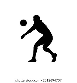 Volleyball player silhouette. Vector player isolated on white background.