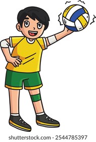 Volleyball Player Spiking the Ball Cartoon Clipart