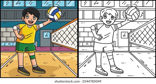 Volleyball Player Spiking the Ball Illustration