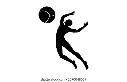 Volleyball player spiking the ball silhouette