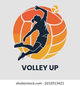 Volleyball Player Spiking Ball Silhouette