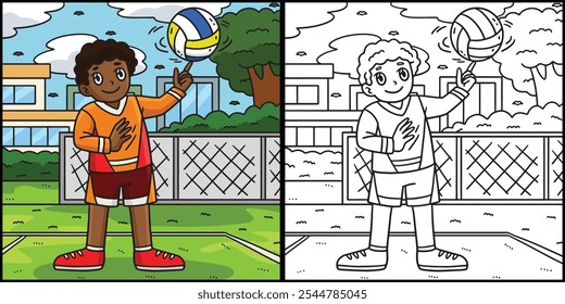 Volleyball Player Spinning the Ball Illustration