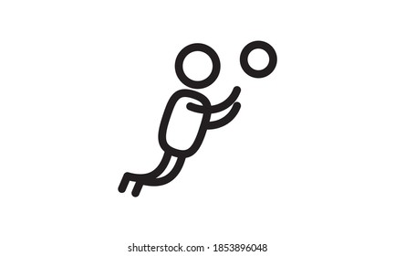 Icono de línea delgada jugador de voleibol deporte de imagen vectorial activa